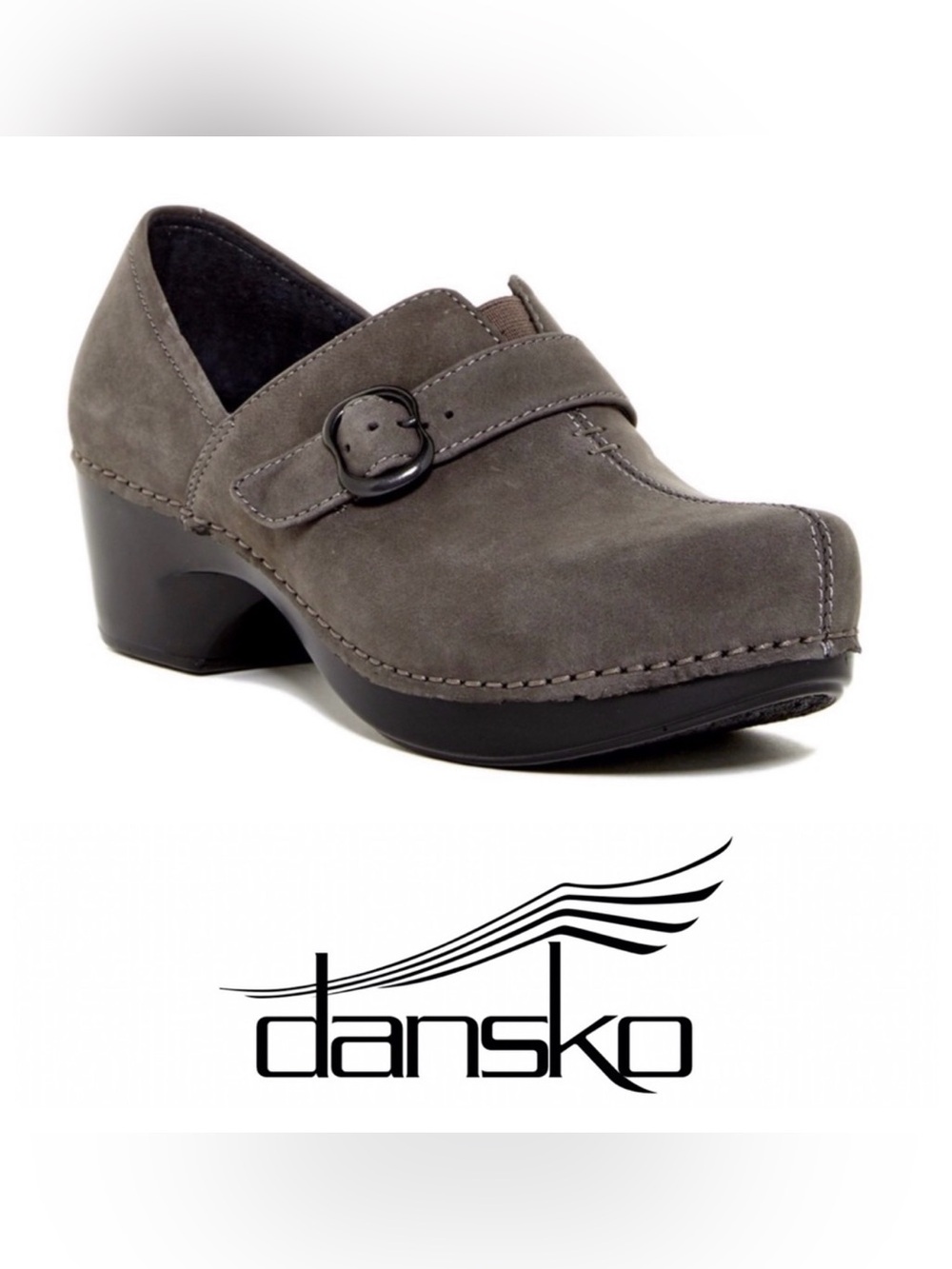 Dansko Tamara Nubuck Grey Suede Buckle Clog Mule Very Versatile!
